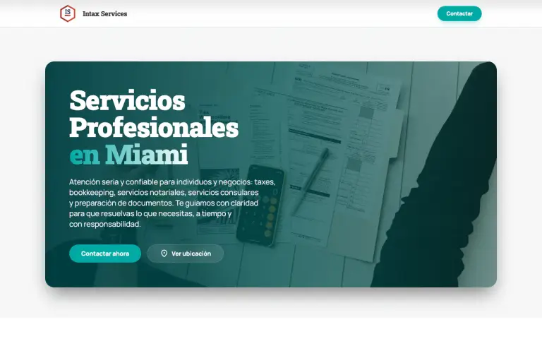 Portada de la web de Intax Services