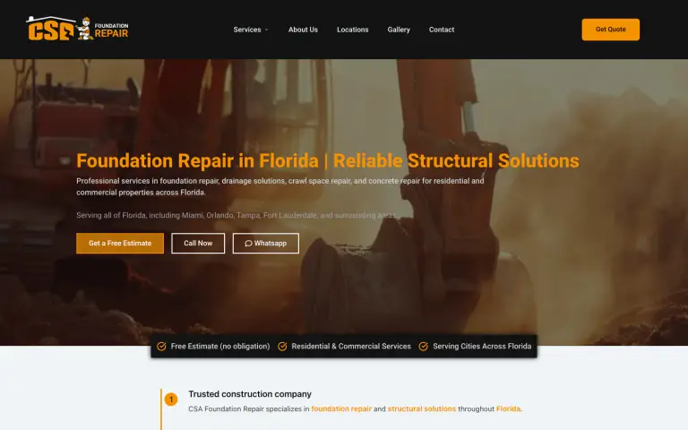 Portada de la web de CSA Foundation Repair